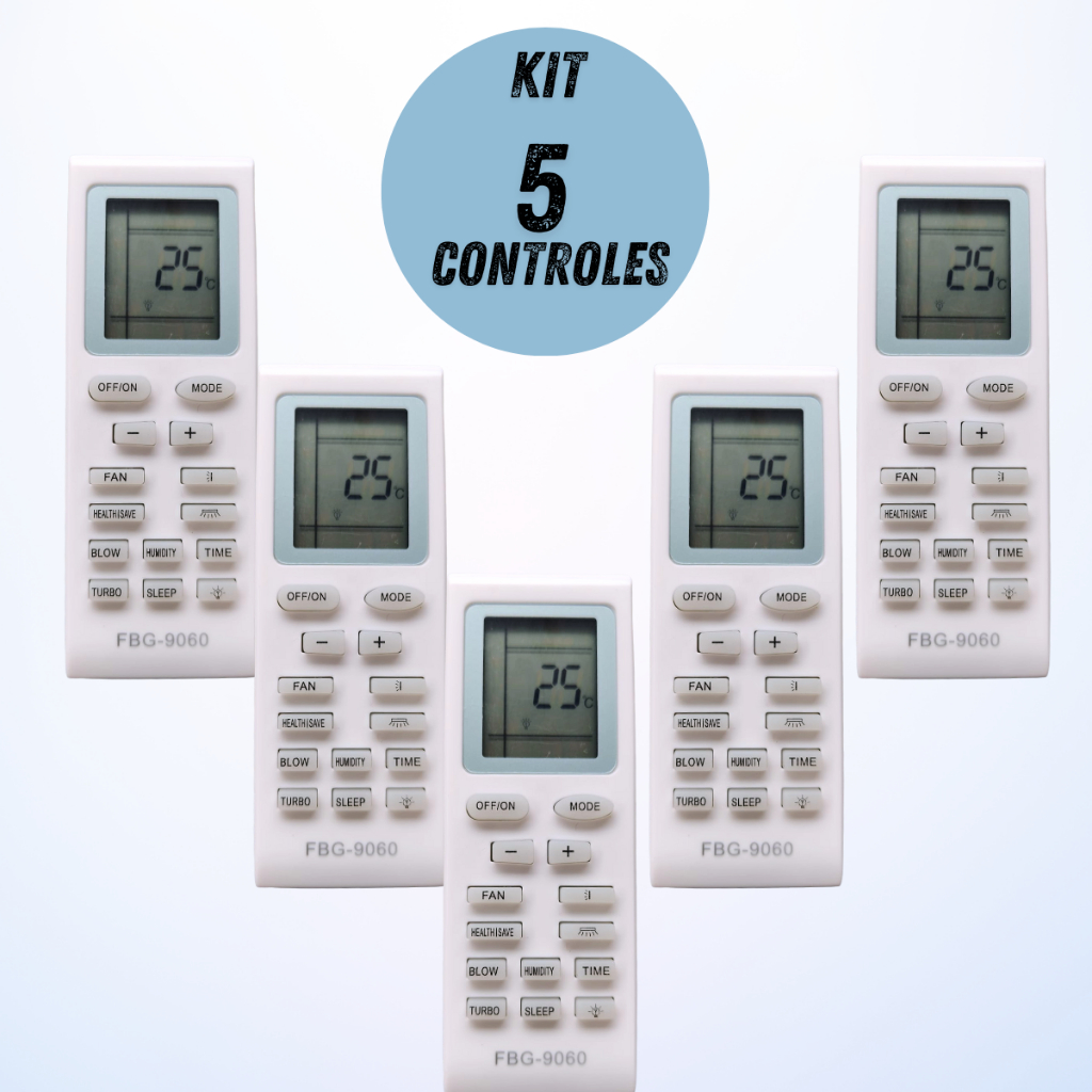 Kit com 5 ou 10 Controles Remoto Para Ar Condicionado Gree Split  GREEN BAY e GARDEN - GREE FBG 9060 FBG