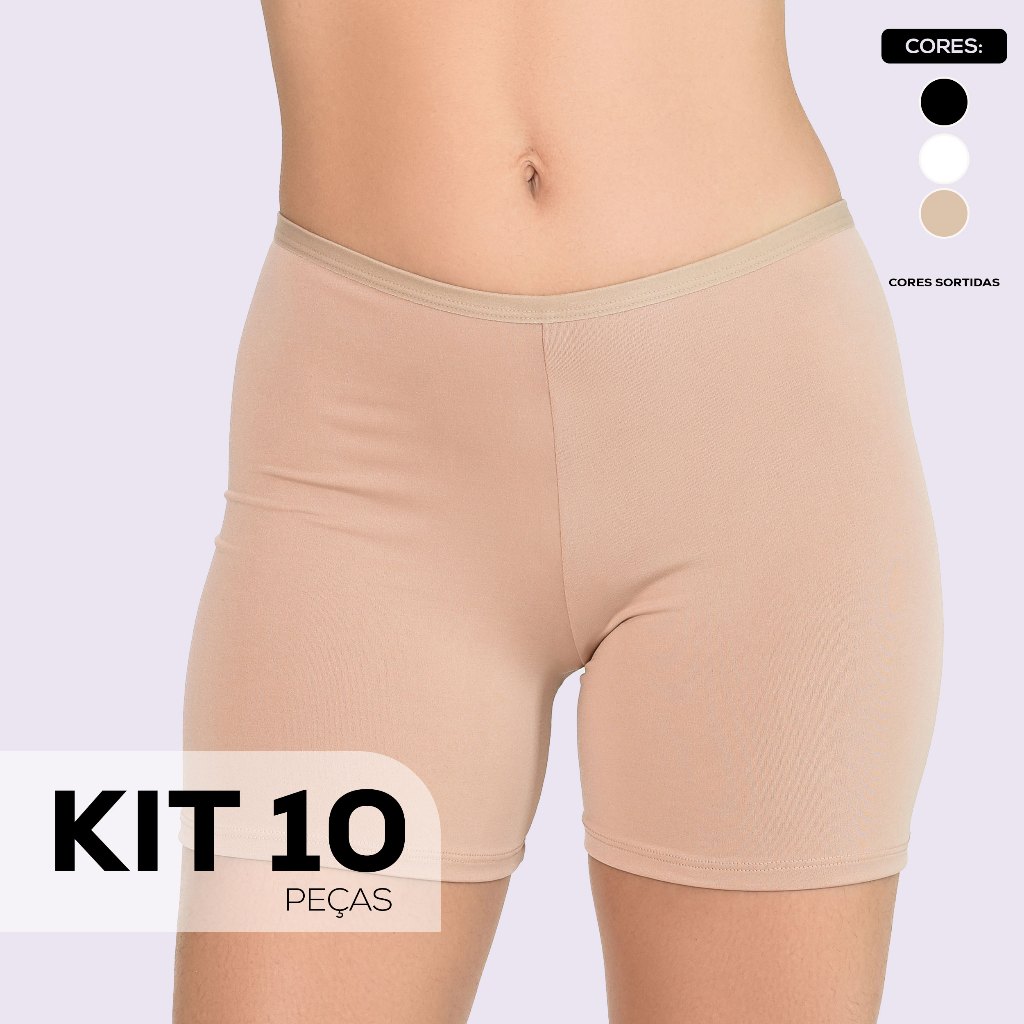 Kit 10 Anágua Calcinha Box Adulto Cueca Feminina Microfibra Box Feminina Roupa Intima Sobre Vestido
