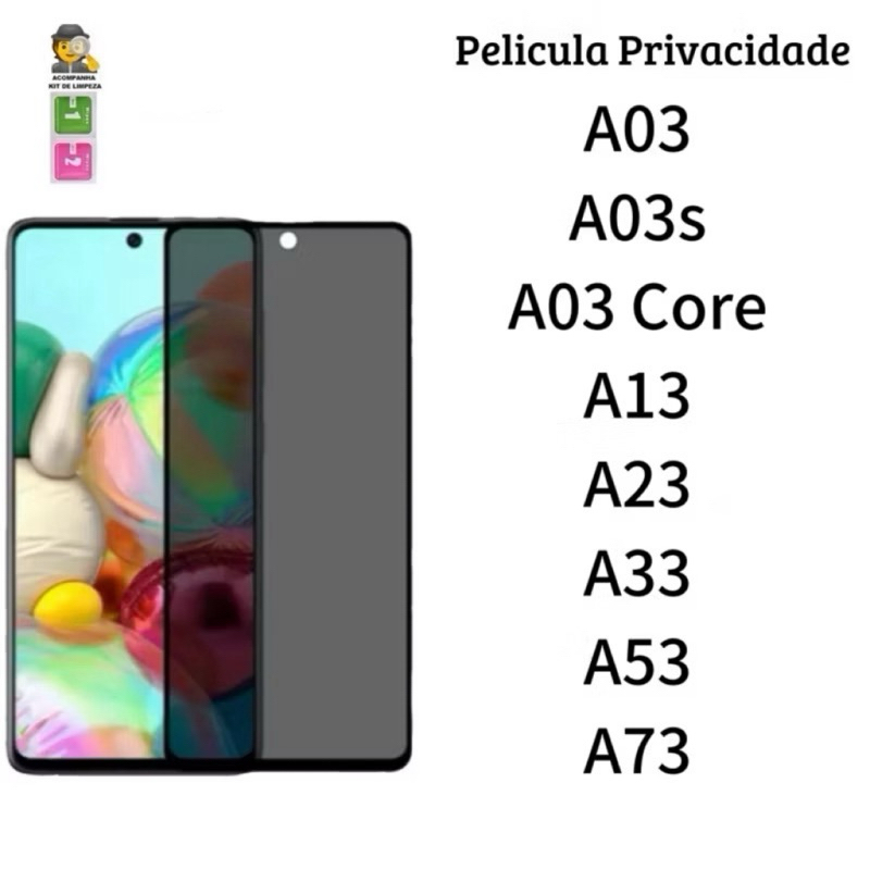 Película de vidro 3D Privacidade Anti Spy Para Samsung Galaxy A53 A33 A23 A13 A03 A03s A03 Core A73