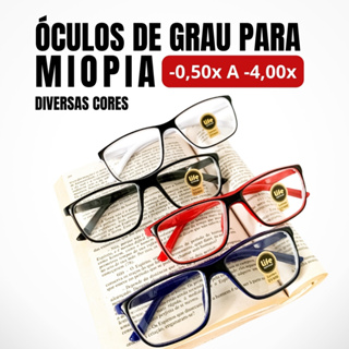 Óculos de Grau para Miopia Lentes Prontas de -0.50 a -5.00 Várias Cores Vista Para Longe em Oferta na Shopee