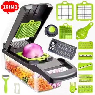 16 em 1 Cortador Multifuncional – Fatiador de Verduras, Frutas e Legumes | Prático e Eficiente para Cozinha