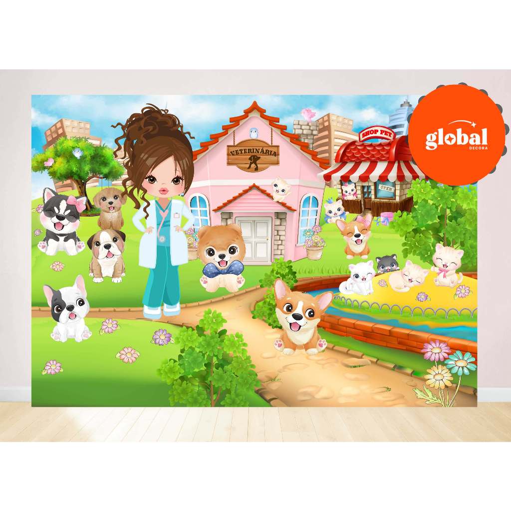 Tecido Sublimado Pet  shop  veterinaria 2,20 m (L) x 1,75m (A)