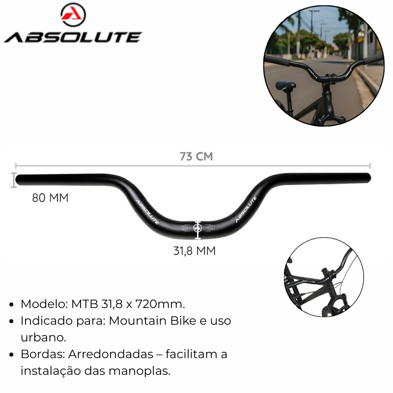 Guidão Mtb Absolute Alumínio 31,8 x 720mm em Oferta na Shopee