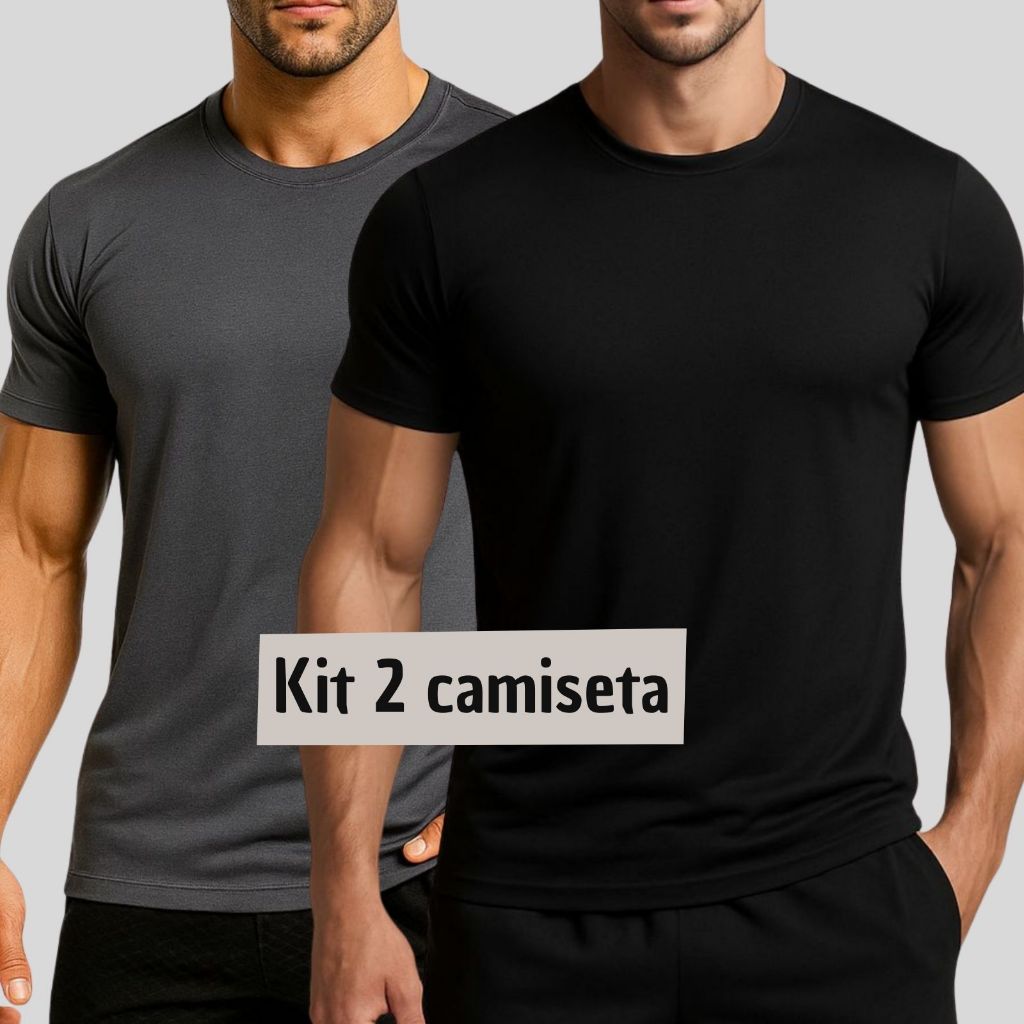 Kit 2 Camiseta Masculina Dry Fit Básicas} Academia Treino Esporte Exercícios Corrida Respiravel dia a dia 100% algodão