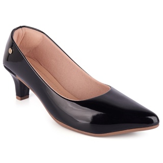 Scarpin Feminino Salto Baixo Verniz Bico Fino Confortável Macio Casual em Oferta na Shopee