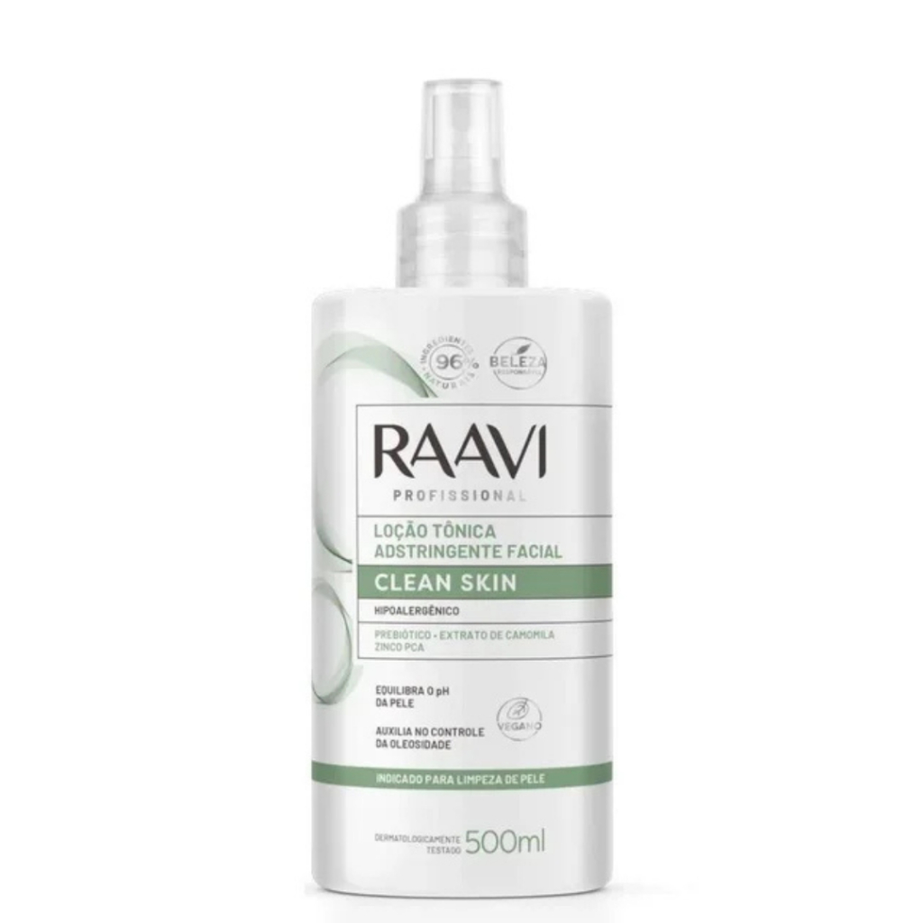 Loção Tônica Adstringente Facial Clean Skin 500ml-  Raavi