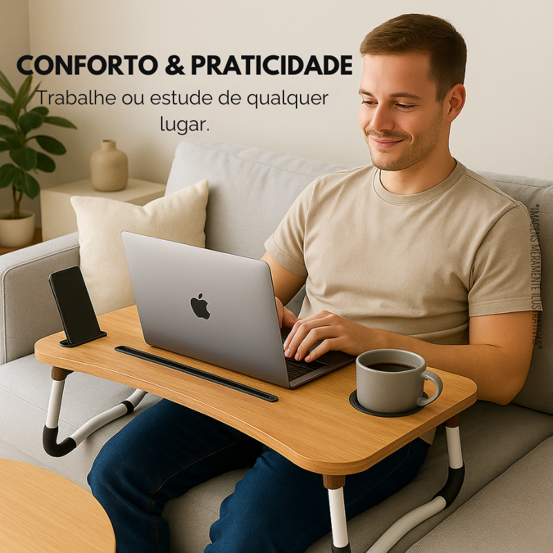 Mesa Dobrável Portátil Para Notebook Home Office Cama MDF