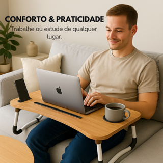 Mesa Dobrável Portátil Para Notebook Home Office Cama MDF em Oferta na Shopee