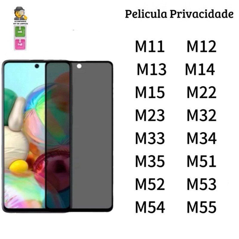 Película de vidro 3D Privacidade Para Samsung Galaxy M11 M12 M13 M14 M15 M22 M23