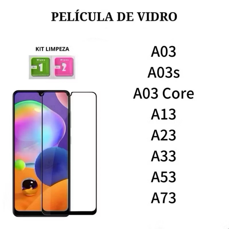 Kit 3Pcs/5Pcs Película De Vidro Temperado 3D Para Samsung Galaxy A03 A03s A03 Core A13 A23 A33 A53 A73