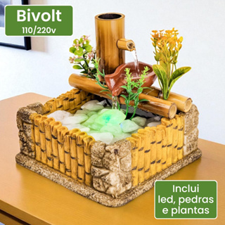 Fonte De Agua Decorativa Chafariz Cascata Natural Bambu Zen em Oferta na Shopee