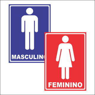 Kit 2 Placas de Banheiros 15x20cm Feminino e Masculino em Oferta na Shopee