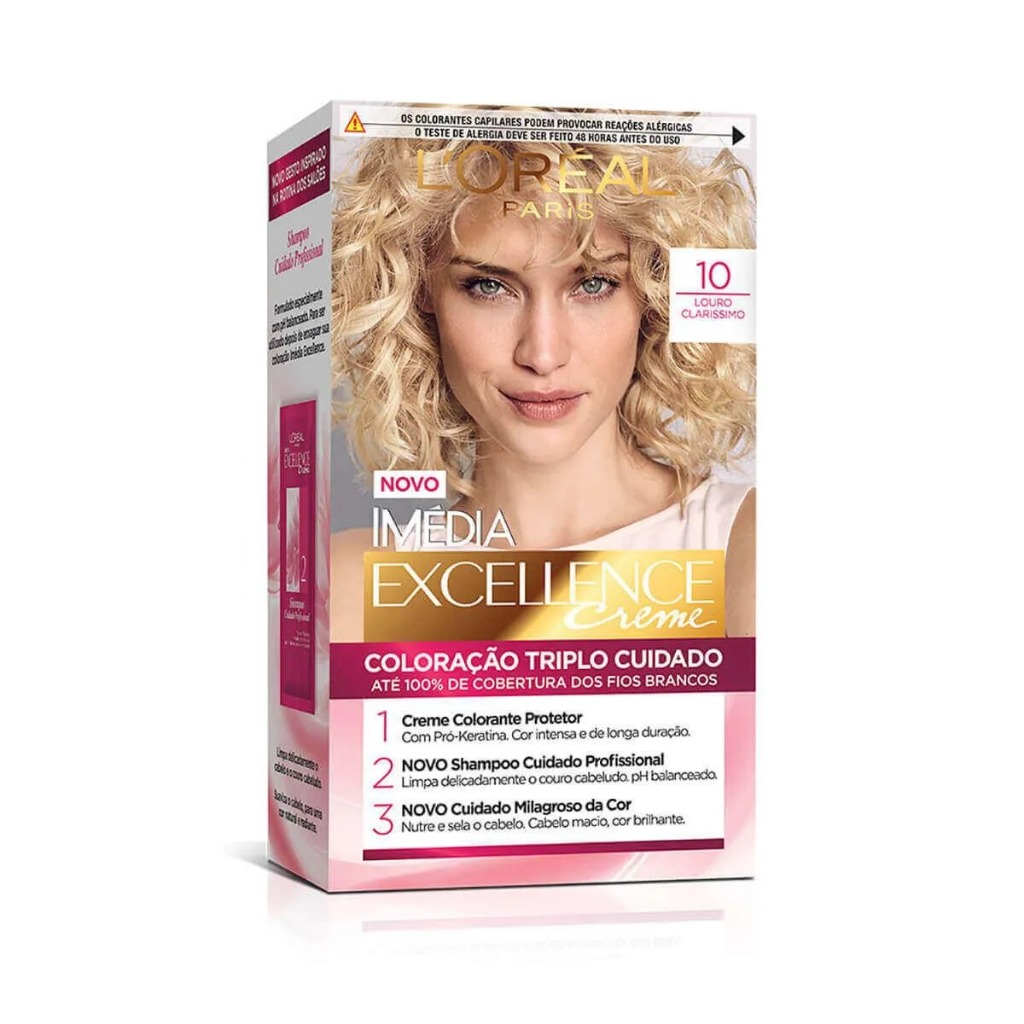 Tinta De Cabelo Imédia Excellence 10 Louro Clarissimo em Oferta na Shopee