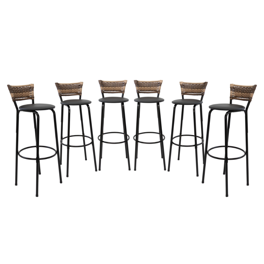 Kit 6 Cadeira Para Balcão 80cm Banqueta Bar Área Gourmet Área de Lazer Ilha Piscina Churrasqueira