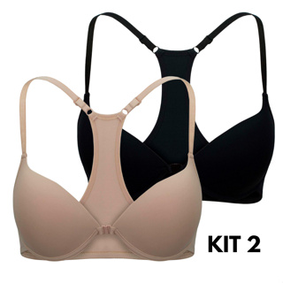 Kit 2 Sutiã Com Bojo Nadador Fecho Frontal Dia Dia Sutiã Conforto em Oferta na Shopee