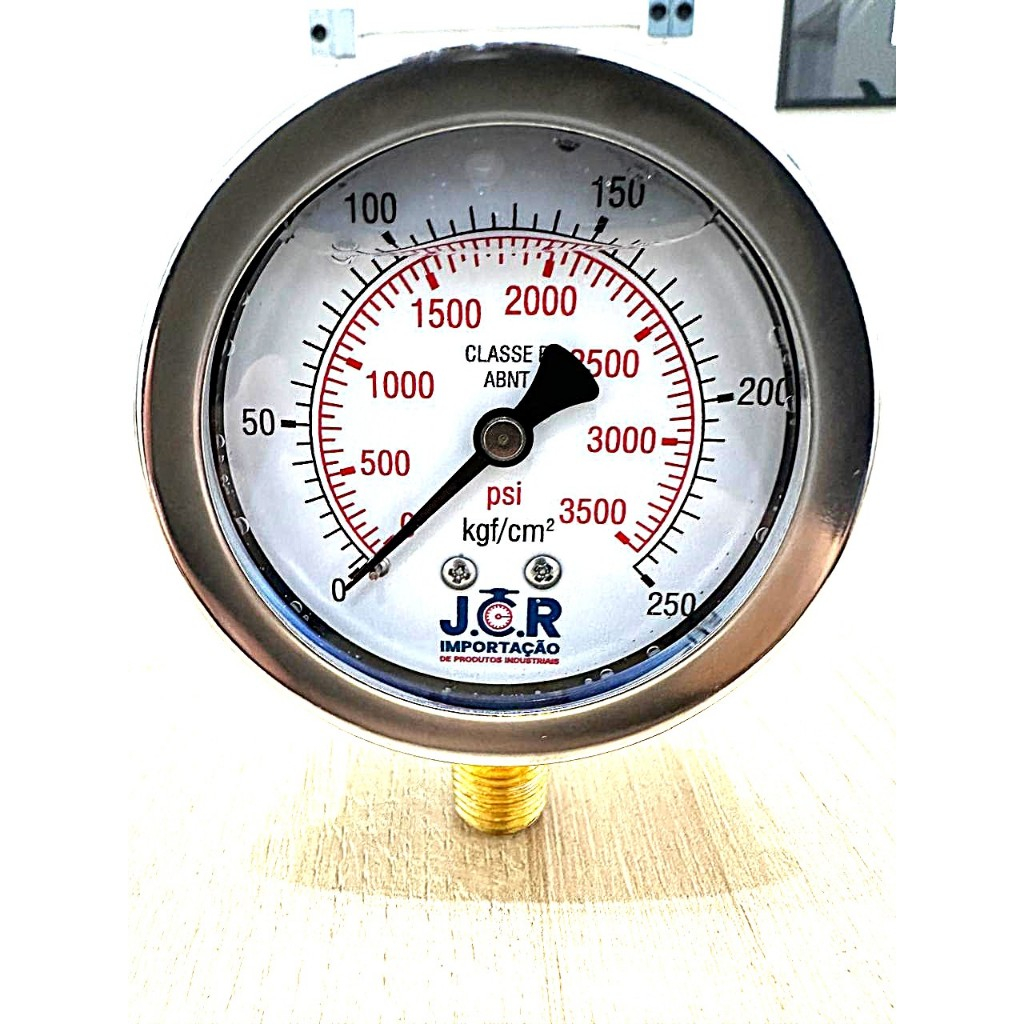 Manômetro Analógico Vertical JCR 63mm 0 A 250 KGF/CM2 X 3500 PSI