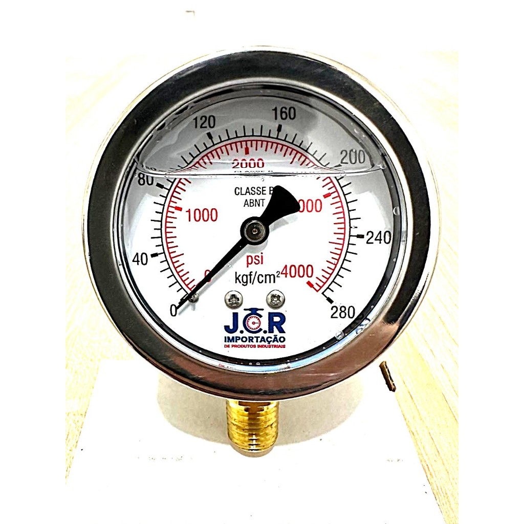 Manômetro Analógico Vertical JCR 63mm 0 A 280 KGF/CM2 X 4000 PSI