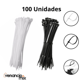 Kit 100 Abraçadeiras Nylon Enforca Gato Fita Hellerman Cinta Plástica Branca e Preta Vários Tamanhos em Oferta na Shopee