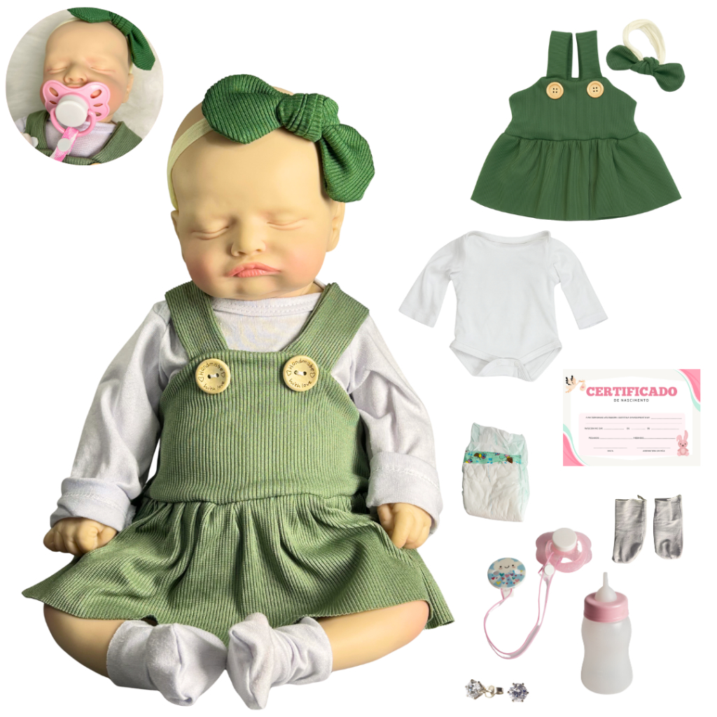 Boneca Bebe Reborn Realista Silicone Rosalie Kit Luxo Enxoval Completo
