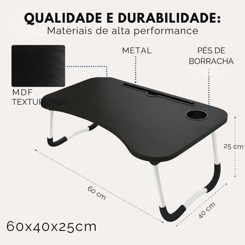 Mesa Portátil Dobrável Para Notebook Café Da Manhã Na Cama Preta