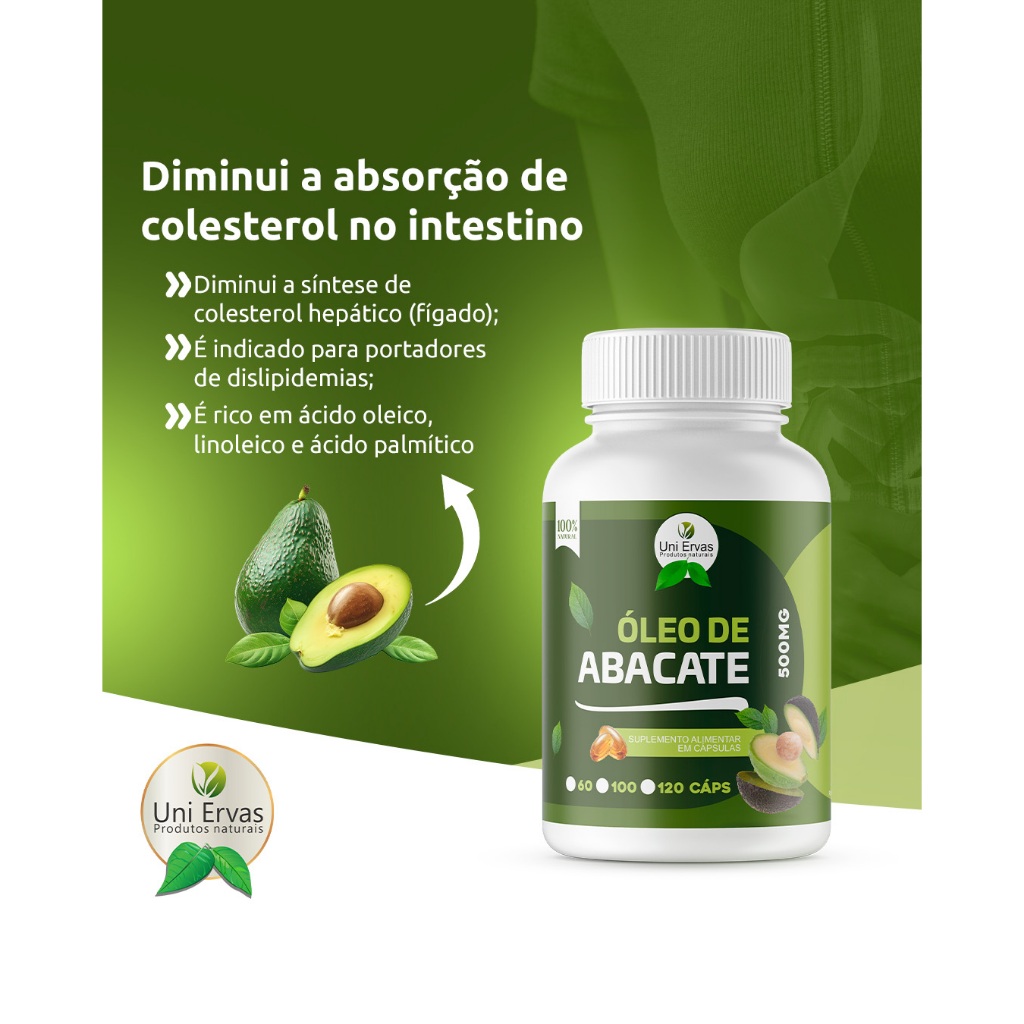 ÓLEO DE ABACATE 120 CÁPSULAS 500MG em Oferta na Shopee