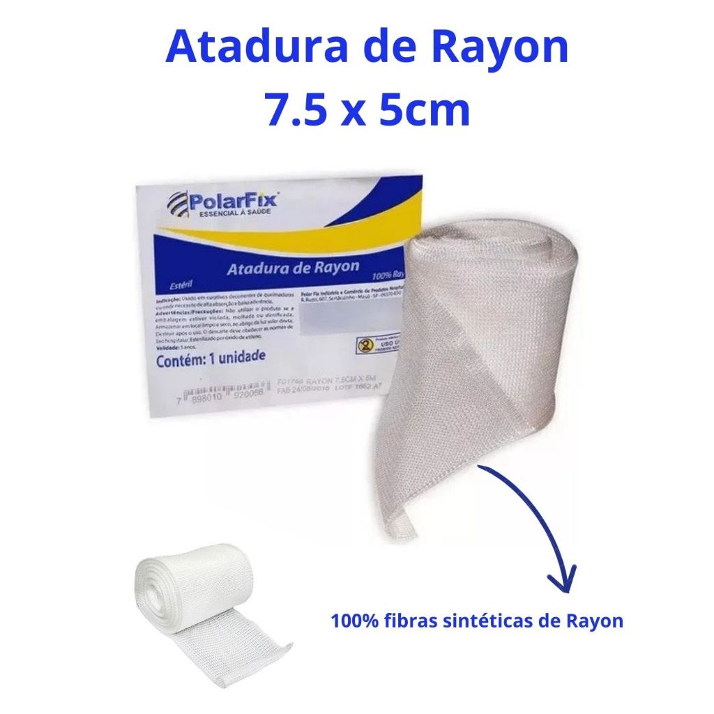 Atadura De Rayon 7,5 Cm X 5 M Estéril Polarfix