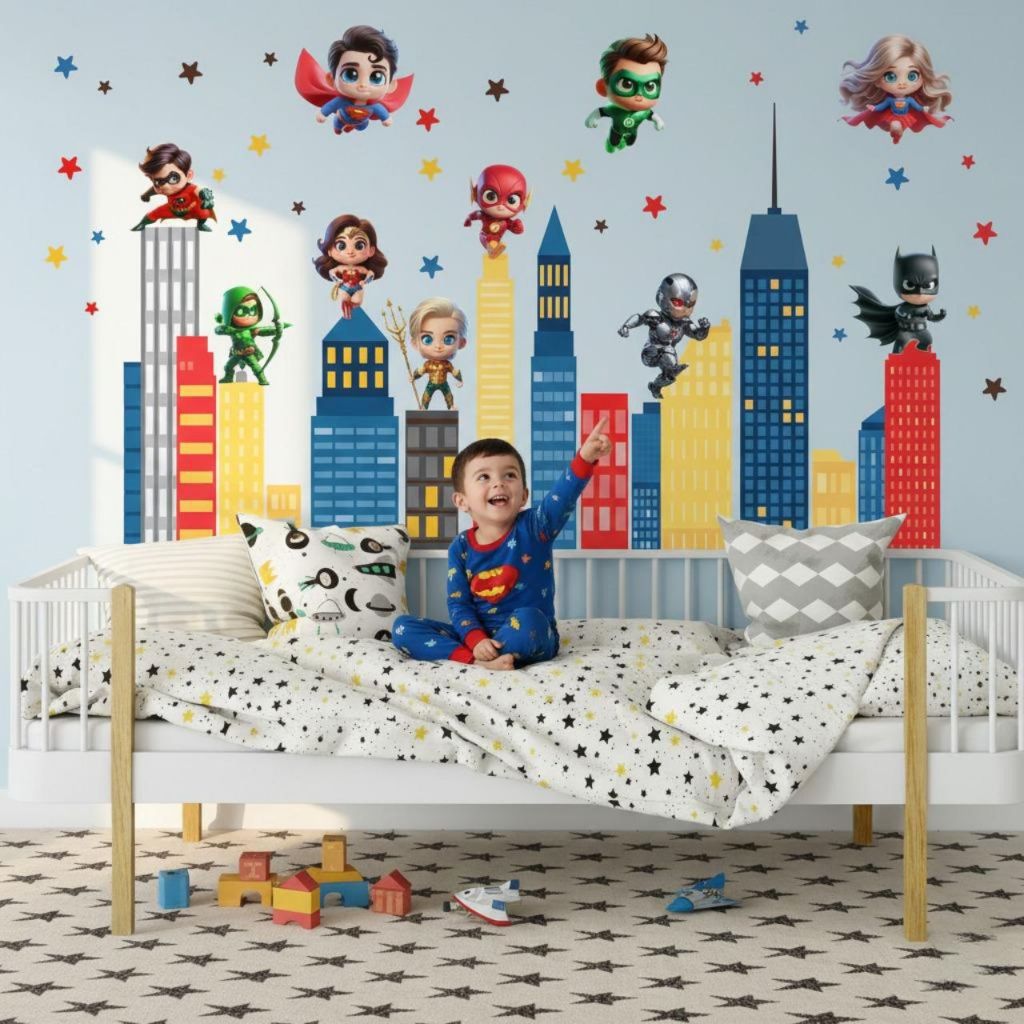 Adesivo de Parede Infantil Super Heróis 3D em Oferta na Shopee