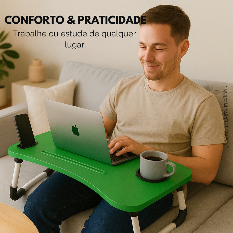 Mesa Dobrável Portátil Para Notebook Home Office Cama MDF Verde
