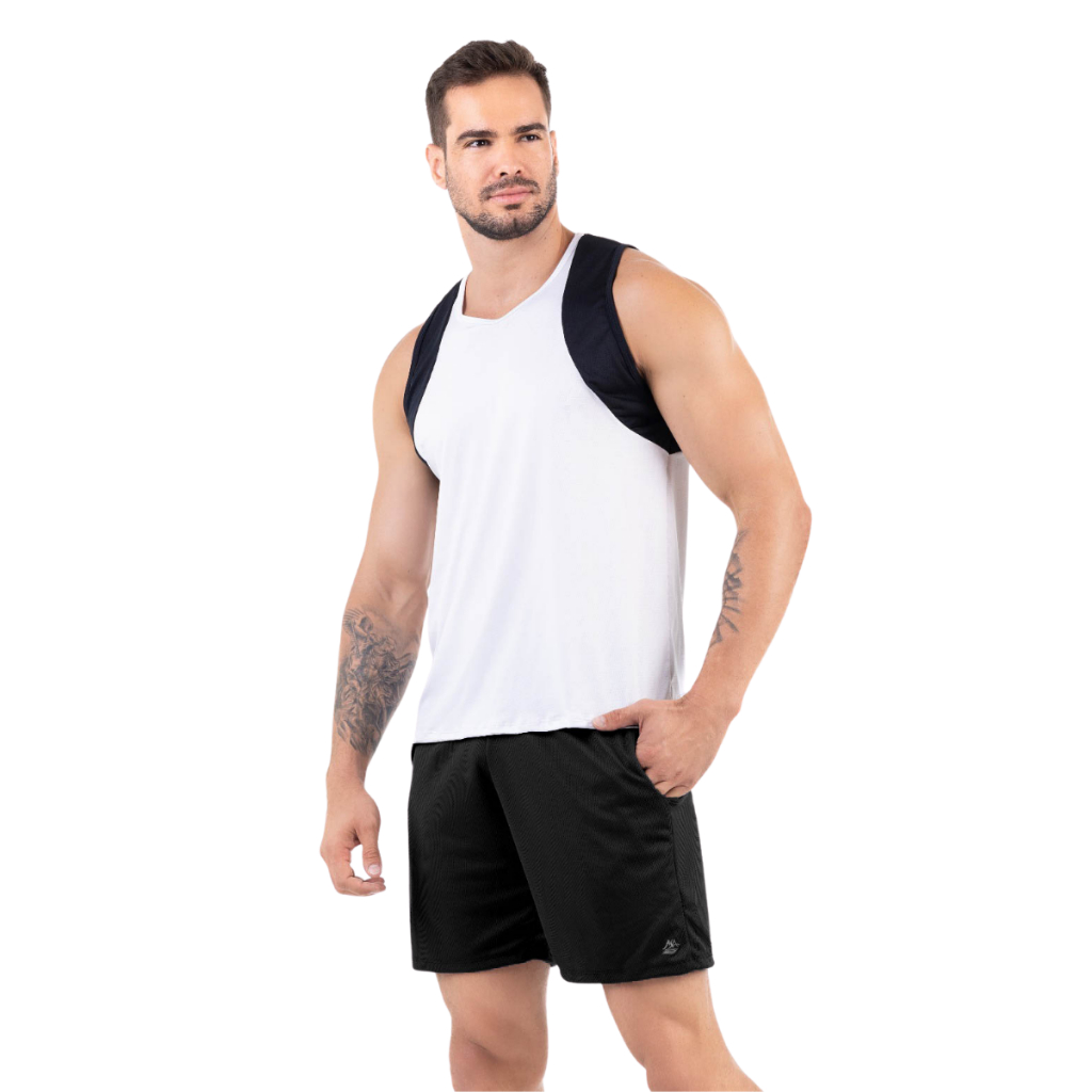 Bermuda Academia Masculina Dry Fit Ajustável Malha Fresca Cadarço Ajustável