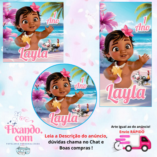 MOANA BABY AZUL - 100/60/40 Adesivos Personalizados para Festas ( Envia Rápido) em Oferta na Shopee