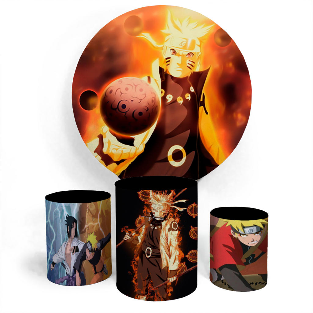 Kit Painel Festa Capa Veste Facil E Trio Conjunto Cilindro Customizado Aniversario Tema Anime Naruto