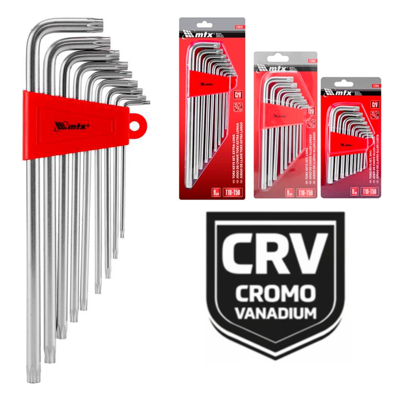 Jogo de Chaves Torx (CrV Cromo Vanádio) Extra Longa | Longa | Curta de T10 a T50 9 Pçs Com Furo em Oferta na Shopee