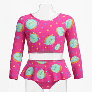 Biquini Manga Longa Infantil Menina C/ Calcinha box de Babado Várias Estampas Moda Praia em Oferta na Shopee