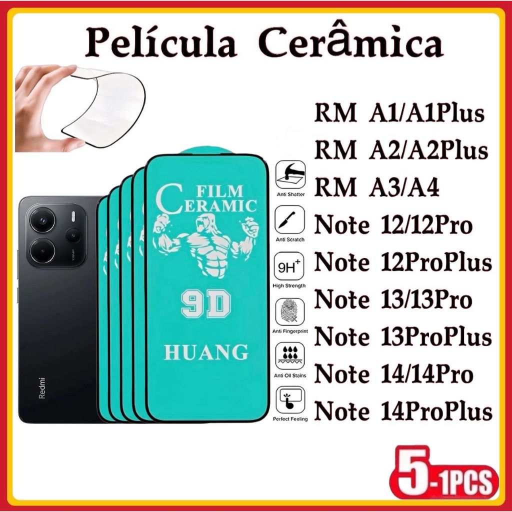 Película Cerâmica 9D 3D XIAOMI Gel Hidrogel Redmi A1 A2 Plus A3 A4 Note 12 Pro
