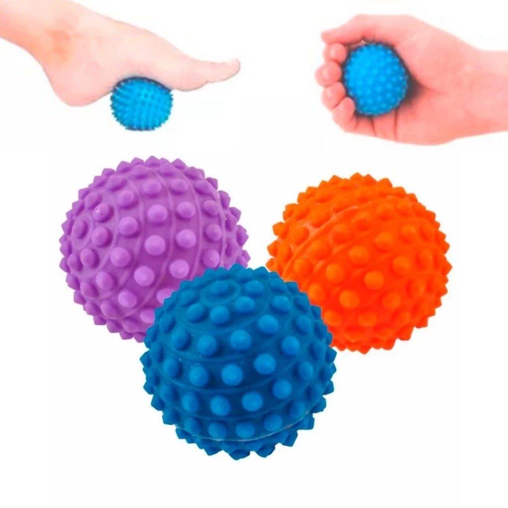 Kit Com 3 Bolas Cravos Para Fisioterapia Anti-Stress Bolinha Cravo Macia