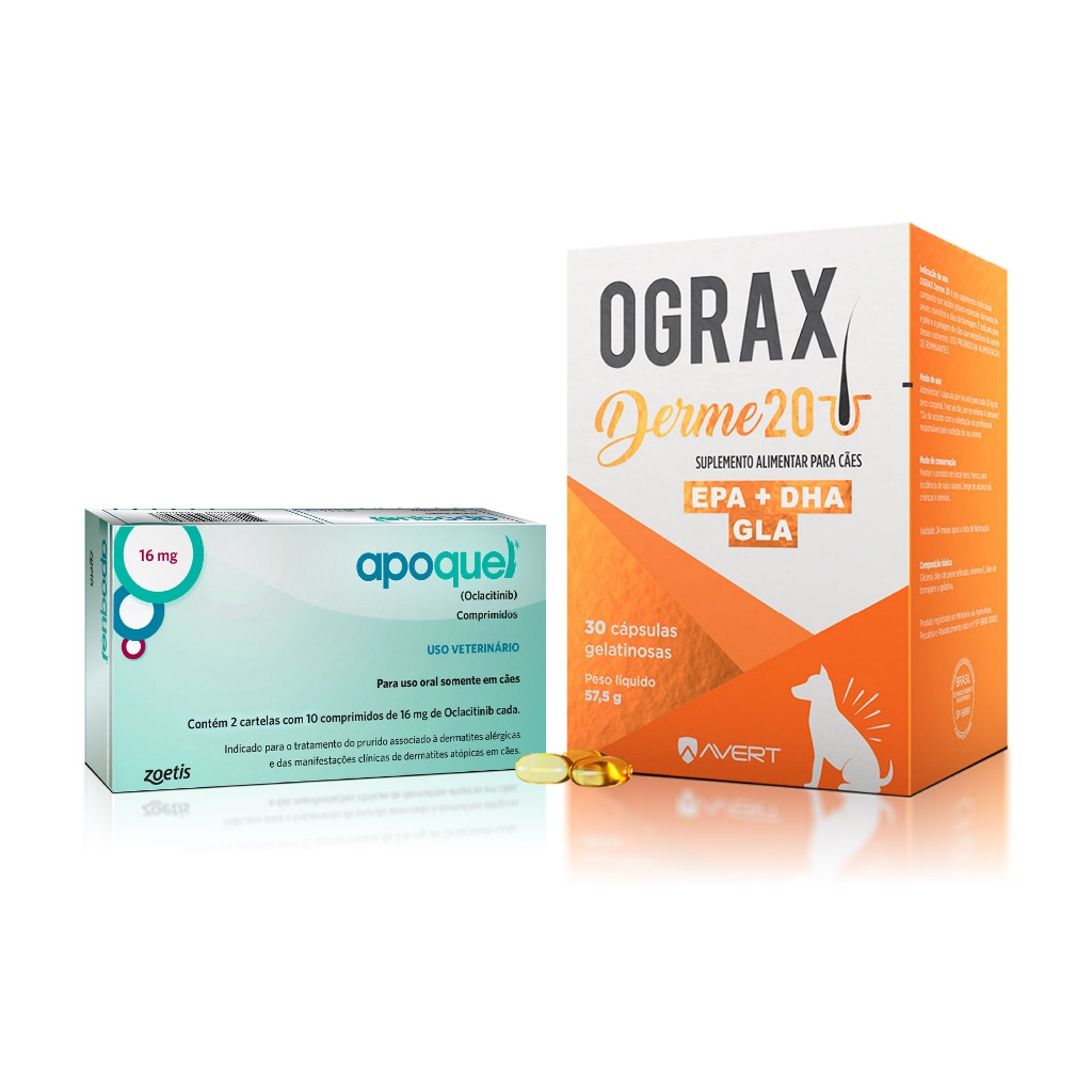 Kit Apoquel 3,6mg + Ograx Derme 10 30 Cápsulas