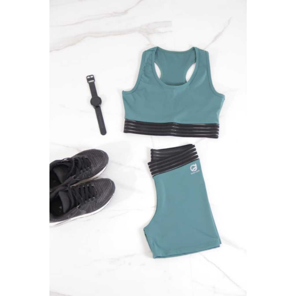 Conjunto Shorts + Top | Acadêmia, Corrida, Ioga, Caminhada, Passeio | Tecido Inteligente, Anti-celulite, Cintura alta