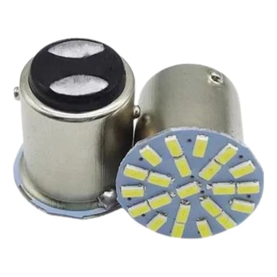 Par Lâmpada Led 2 Polos 1034 1157 (22 Leds 3014 Reta) 12v 1034 Branco Branco-frio
