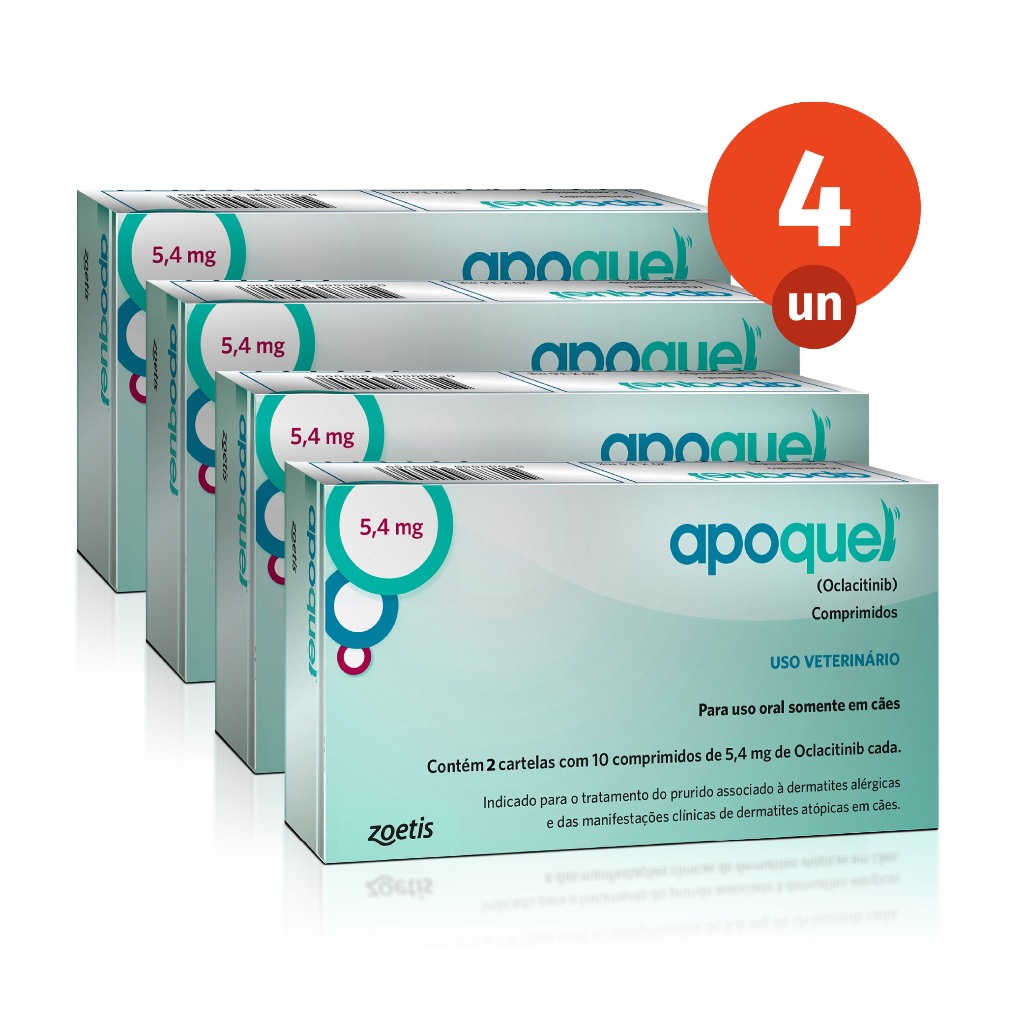 Kit 4 Apoquel 5,4mg 20 Comprimidos Dermatológico para Cães Zoetis