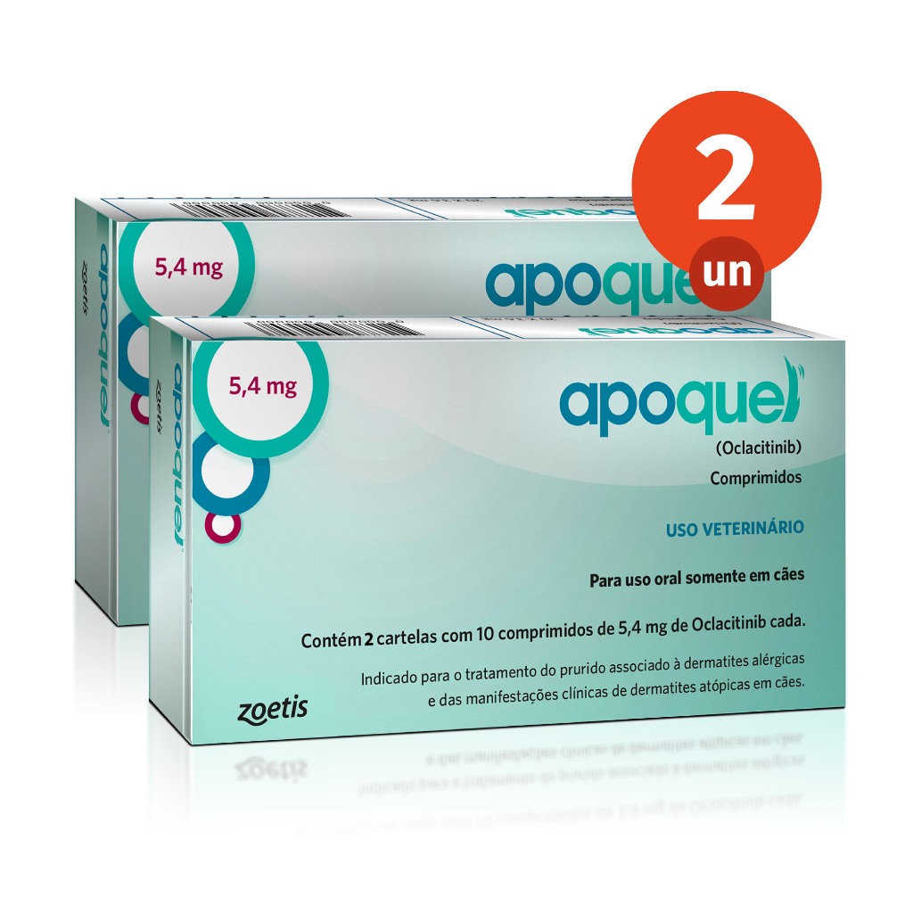 Kit 2 Apoquel 5,4mg 20 Comprimidos Dermatológico para Cães Zoetis