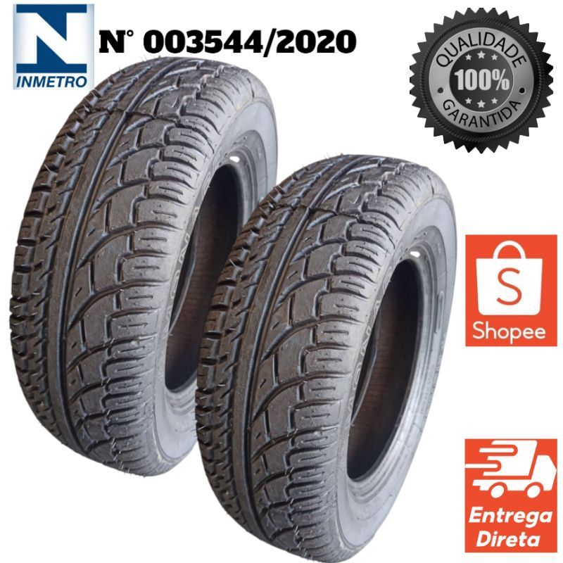 02 Pneu Remold 185/65 Aro 15 Primeira linha Premium Borracha reforçada com selo de Inmetro