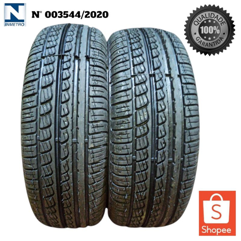 02 Pneu Remold 185/60 Aro 15 Barato Com selo de Inmetro Linha Premium Borracha reforçada