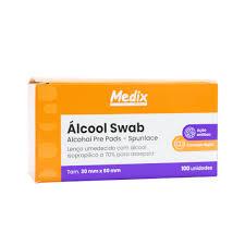 Lenço para Assepsia Álcool Swabs c/ 100 MEDIX