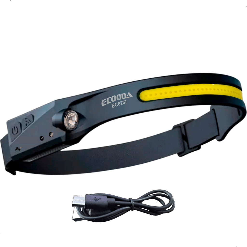 Farol Lanterna De Cabeça Capacete Recarregável Com Sensor De Liga/Desliga Luz Branco e Vermelha + Luz Auxiliar - Ecooda em Oferta na Shopee