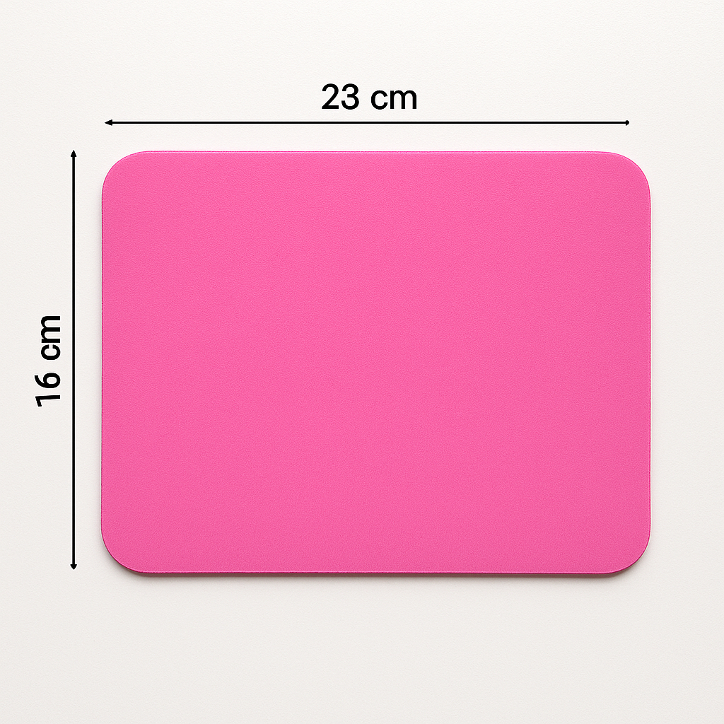 Mouse Pad Rosa 23x16cm com Base Antiderrapante e Superfície Lisa para Escritório, Estudo e Uso Diário
