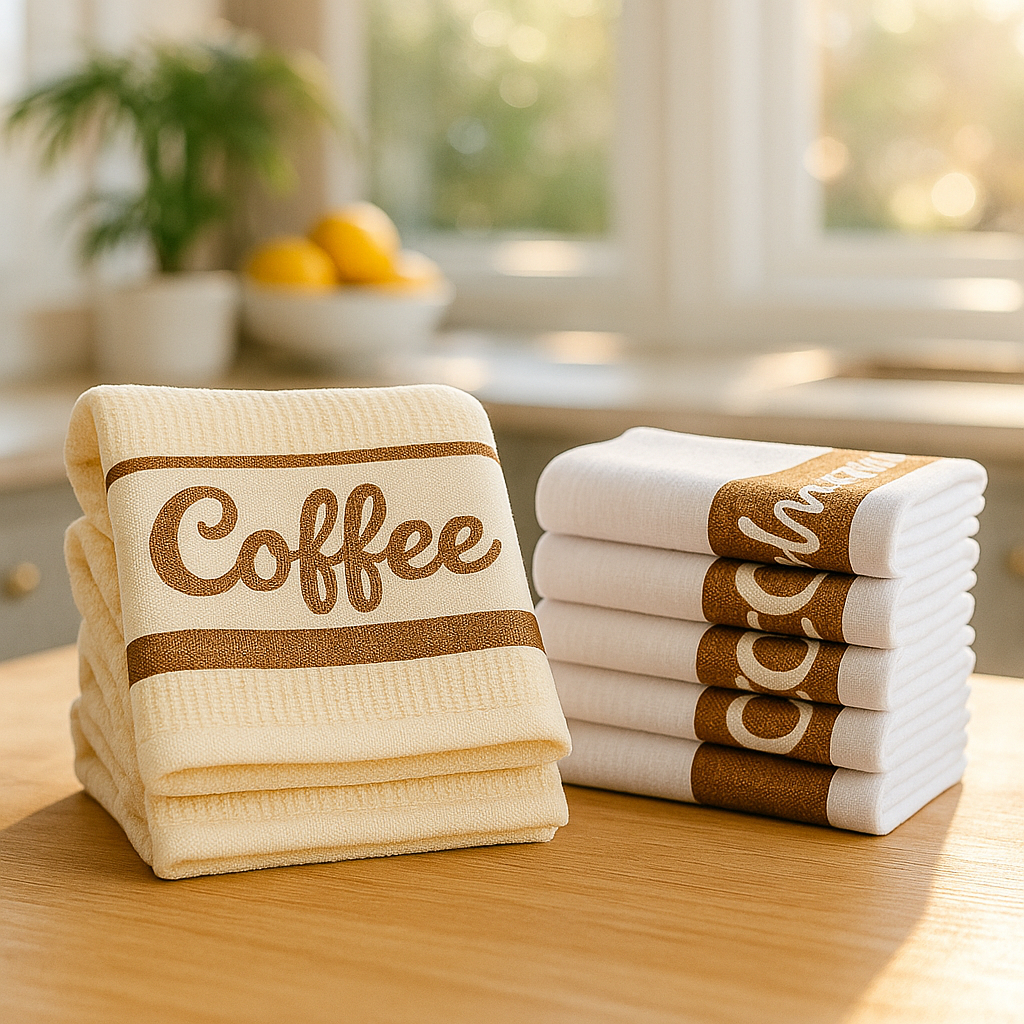 Kit 5 Panos de Prato Copa 45x70 Jacquard Atoalhado Toalha De Cozinha