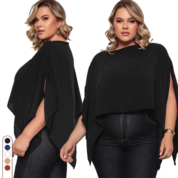 Blusa Cropped Bata Capa Plus Size Multiformas Boho Assimétrica Morcego Elegante Casual Com Top Faixa