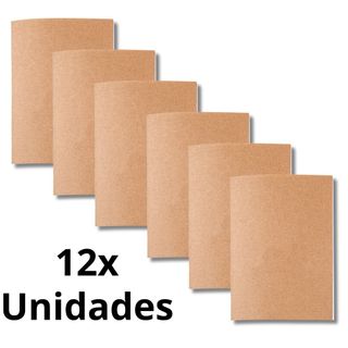 Kit 12x Cadernetas Kraft Sem Pauta Capa Flex 40 Pág Pólen A5