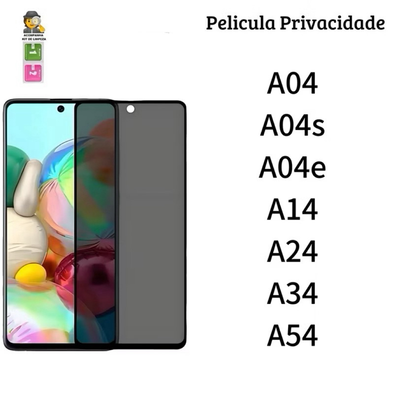 Película de vidro 3D Privacidade Anti Spy Para Samsung Galaxy A54 A34 A24 A14 A04 A04s A04e