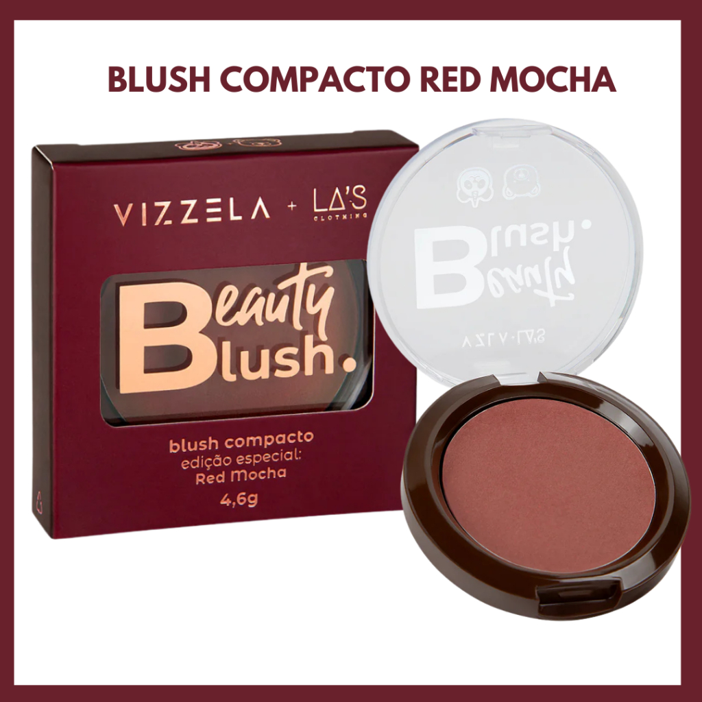 Beauty Blush Compacto Red Mocha - Vizzela + La’s Pigmentação Acabamento Natural E Sofisticado em Oferta na Shopee